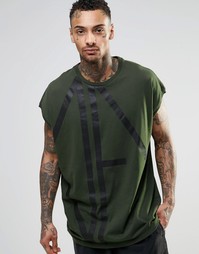 Зеленая oversize-футболка с черной отделкой DF DARK FUTURE Asos