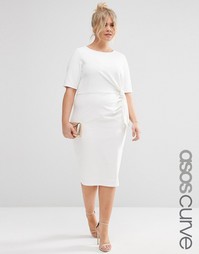 Платье с узелком спереди ASOS CURVE - Белый
