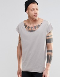 Серая oversize‑футболка без рукавов с глубоким вырезом ASOS - Серый