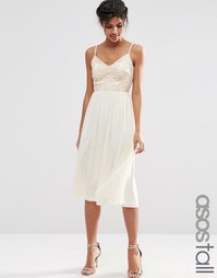 Приталенное платье миди с кружевным лифом и отделкой пайетками ASOS TA