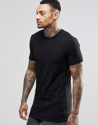 Удлиненная облегающая черная футболка ASOS - Черный
