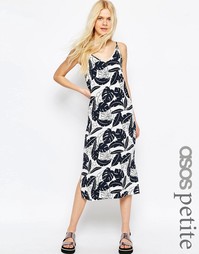 Платье миди с пальмовым принтом ASOS PETITE