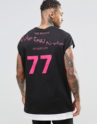 Oversize-футболка без рукавов с надписью на арабском и контрастной кро Asos