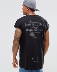 Oversize-футболка без рукавов с принтом сзади ASOS - Черный