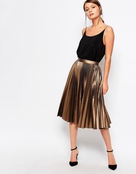 Плиссированная юбка миди с покрытием Closet - Bronze