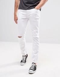 Белые потертые джинсы скинни United Colors of Benetton - Белый