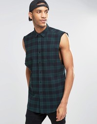 Зеленая клетчатая рубашка без рукавов ASOS - Зеленый