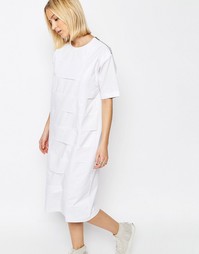 Поплиновое платье с решетчатой отделкой ASOS WHITE