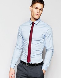 Голубая облегающая рубашка в комплекте с бордовым галстуком ASOS - СКИ