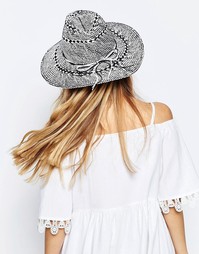 Cоломенная шляпа-федора с монохромным дизайном ASOS - Черно-белый