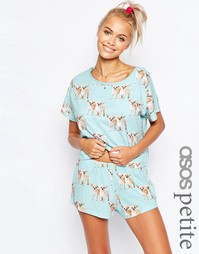 Пижамные футболка и шорты с чихуахуа ASOS PETITE - Мульти