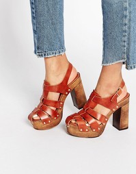 Кожаные сабо на каблуке ASOS OKLAHOMA - Рыжий