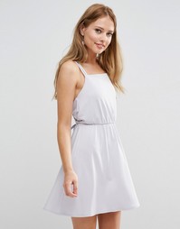 Креповое платье мини с перекрестной спинкой ASOS WEDDING - Серый