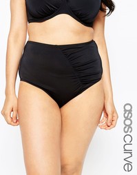Плавки бикини с завышенной талией и присборенными боками ASOS CURVE Вы