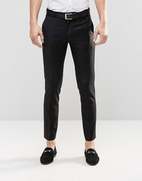 Черные брюки зауженного кроя из 100% шерсти ASOS - Черный