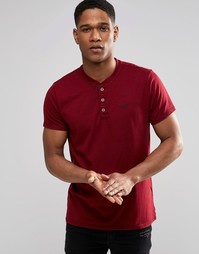 Футболка хенли слим с контрастной планкой Hollister - Burgundy