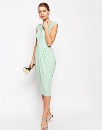Платье миди с кружевным лифом ASOS WEDDING - Мятный