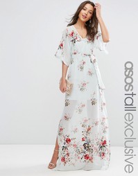 Платье макси с цветочным принтом и вышивкой ASOS TALL SALON - Мульти
