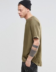 Прямая футболка цвета хаки с короткими рукавами ASOS - Хаки