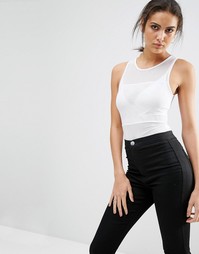 Боди с сетчатыми вставками ASOS - Белый