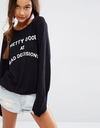 Пляжный топ Wildfox Bad Decision Baggy - Черный с белой надписью