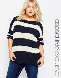 Полосатый джемпер крупной вязки ASOS CURVE