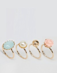 Limited Edition Occasion Pack of 4 Ring Pack - Золотой Asos