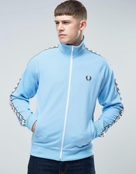 Спортивный топ с полосками на рукавах Fred Perry - Небесно-голубой