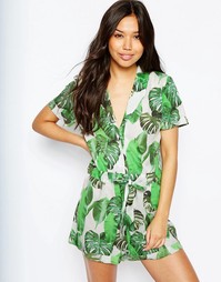 Комбинезон-пижама с пальмовым принтом ASOS - Мульти