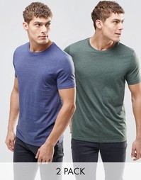 2 футболки (зеленая/синяя меланжевая) ASOS - СКИДКА 17% - Мульти