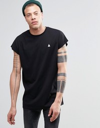 Черная oversize‑футболка без рукавов с логотипом ASOS - Черный