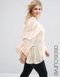 Блузка с оборками ASOS CURVE - Розовый