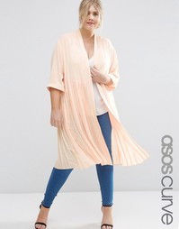 Длинный мягкий блейзер со складками сзади ASOS CURVE - Blush