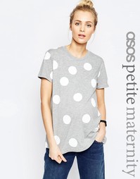 Серая футболка для беременных в горошек ASOS Maternity PETITE