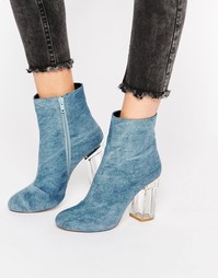 Public Desire Cheryl Blue Clear Heel Ankle Boot - Синий деним