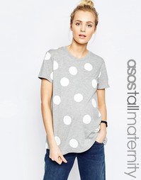 Серая футболка для беременных в горошек ASOS Maternity TALL