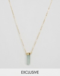 Золотистое ожерелье с подвеской-пулей из зеленого камня Reclaimed Vint