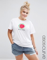 Футболка с принтом One in a Melon ASOS CURVE - Белый