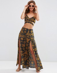 Пляжная юбка с разрезом и барочным принтом ASOS Co-ord - С принтом