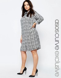 Платье-рубашка в прочерченную клетку ASOS CURVE - Принт