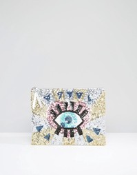 Клатч с рисунком глаза из пайеток ASOS - Мульти