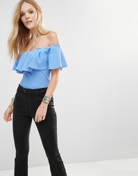 Топ-бардо с оборкой Free People Tula - Синий 5413
