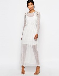 Платье макси из полупрозрачного кружева Vero Moda - Снежно-белый