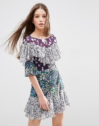 Ярусное платье со смешанным цветочным принтом ASOS - Мульти