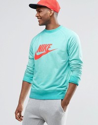 Зеленый свитшот с круглым вырезом и логотипом Nike AW77 728687-351