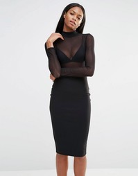 Платье-футляр с топом из сеточки Missguided - Черный
