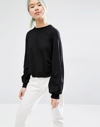 Трикотажный топ с пышными рукавами Monki - Черный