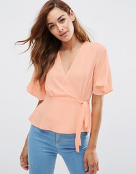 Блузка с запахом ASOS Tea - Розовый