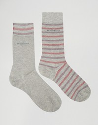 Комплект из 2 пар серых носков в полоску Hugo Boss - Серый