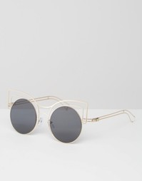 Круглые солнцезащитные очки в проволочной оправе ASOS - Золотой